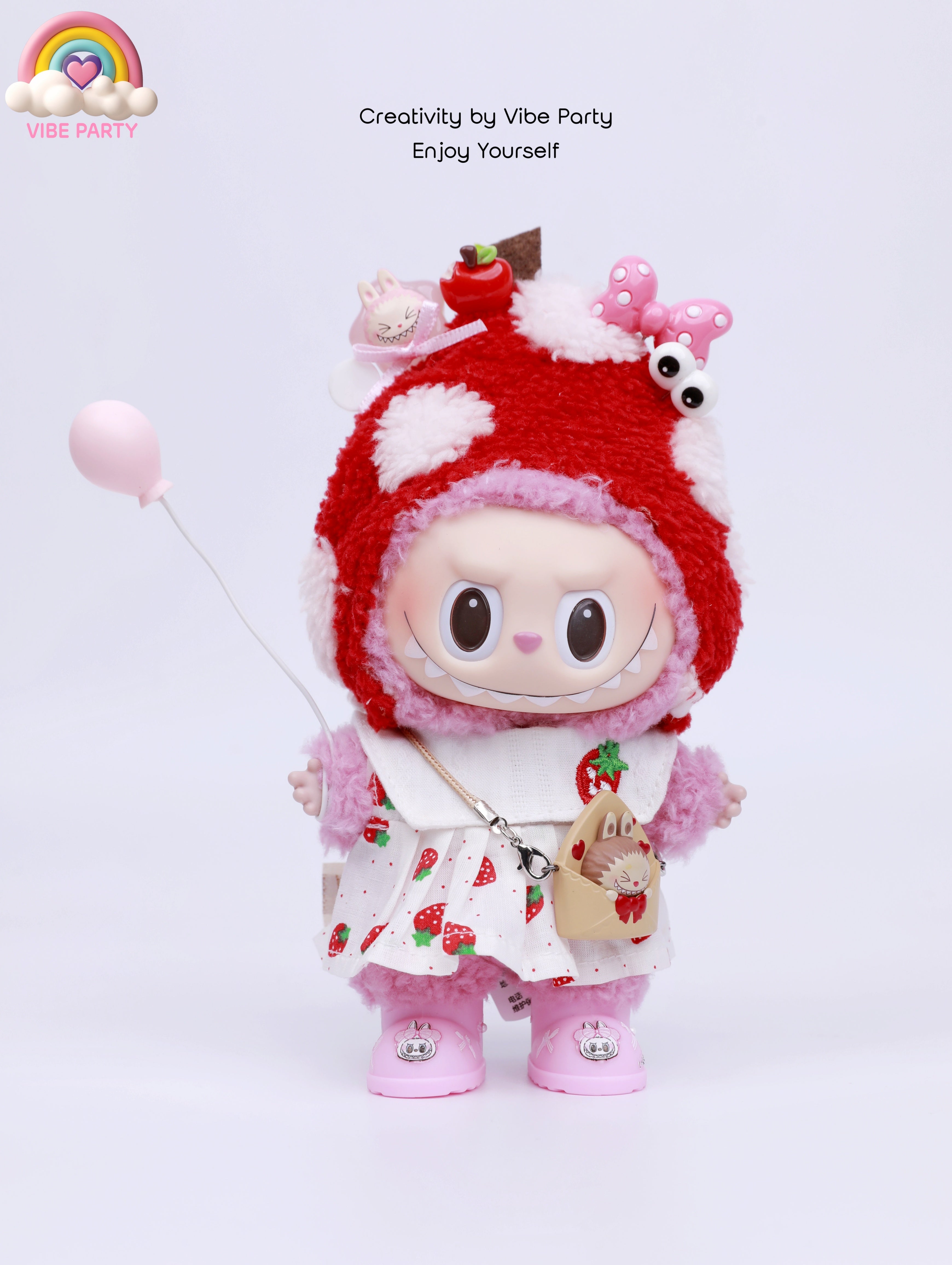 LBB Doll Clothes - Fairy Tale Strawberry Dress 5-Piece Set (Doll Not Included)