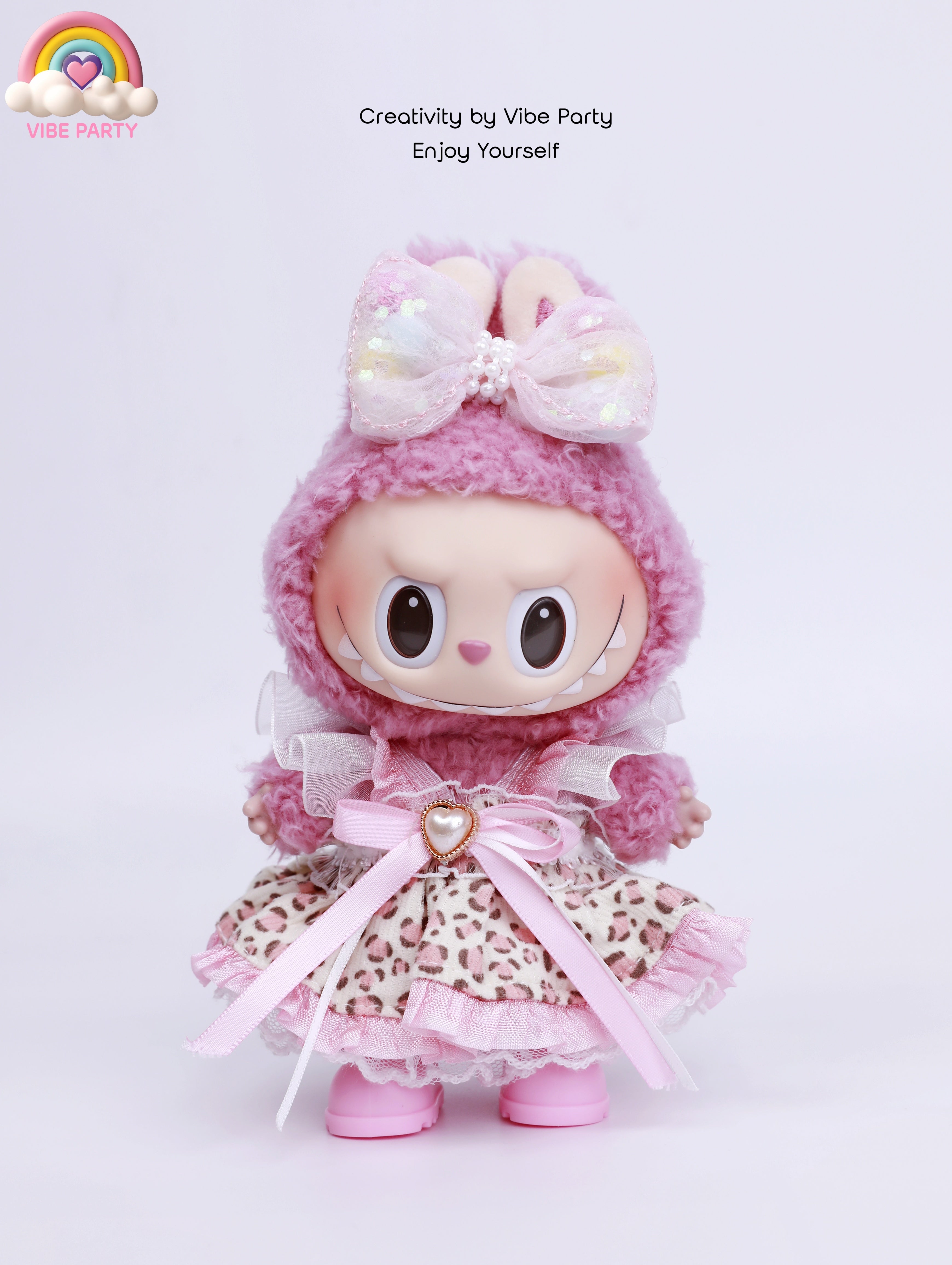 LBB Doll Clothes - Pink Sweetheart Leopard Print 4-Piece Set (Doll Not Included)