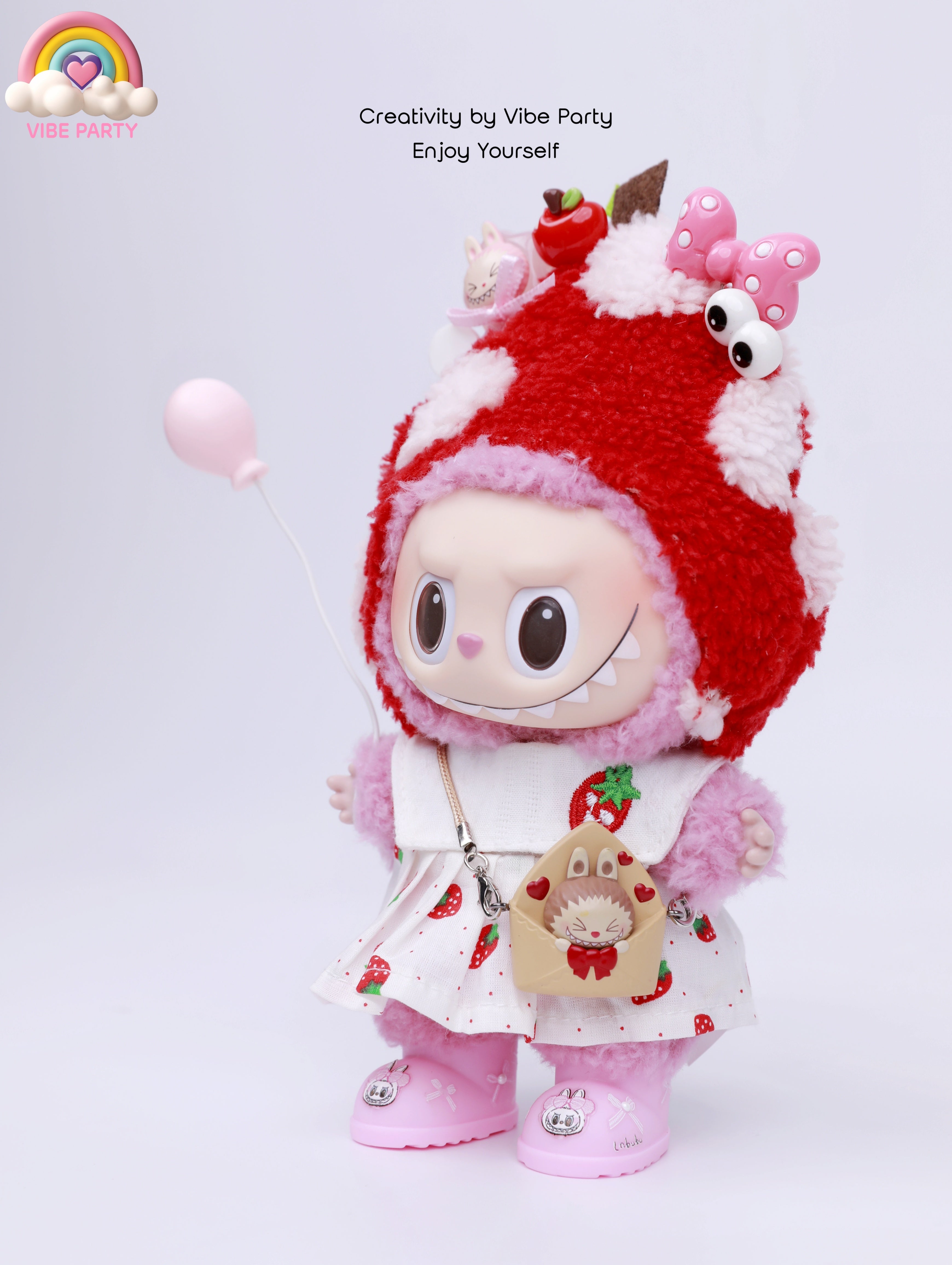 LBB Doll Clothes - Fairy Tale Strawberry Dress 5-Piece Set (Doll Not Included)