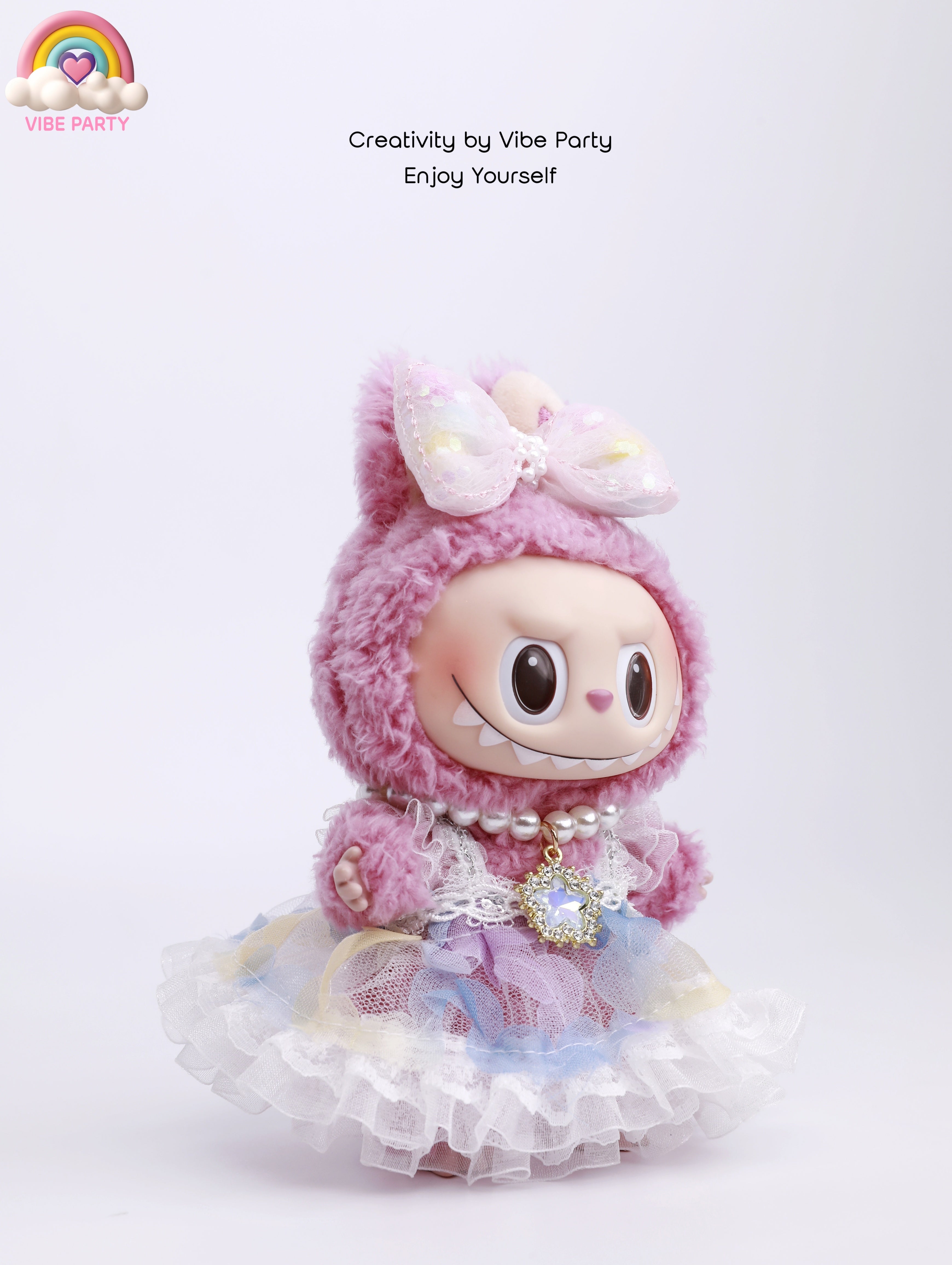 LBB Doll Outfit - Pink Feather Princess Dress 3 - Piece Set (Doll Not Included)